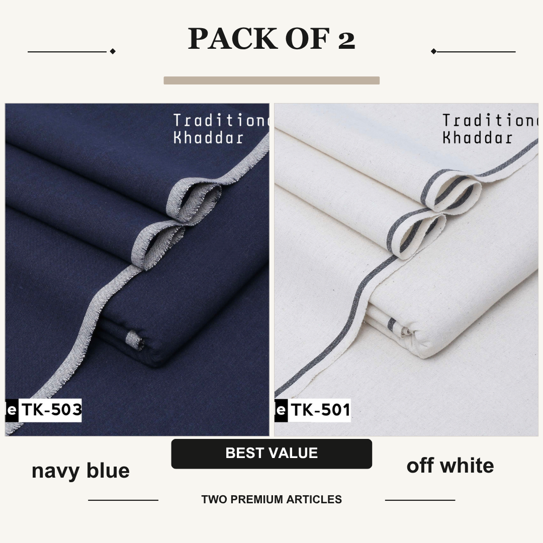 pack of 2 navy blue & off white