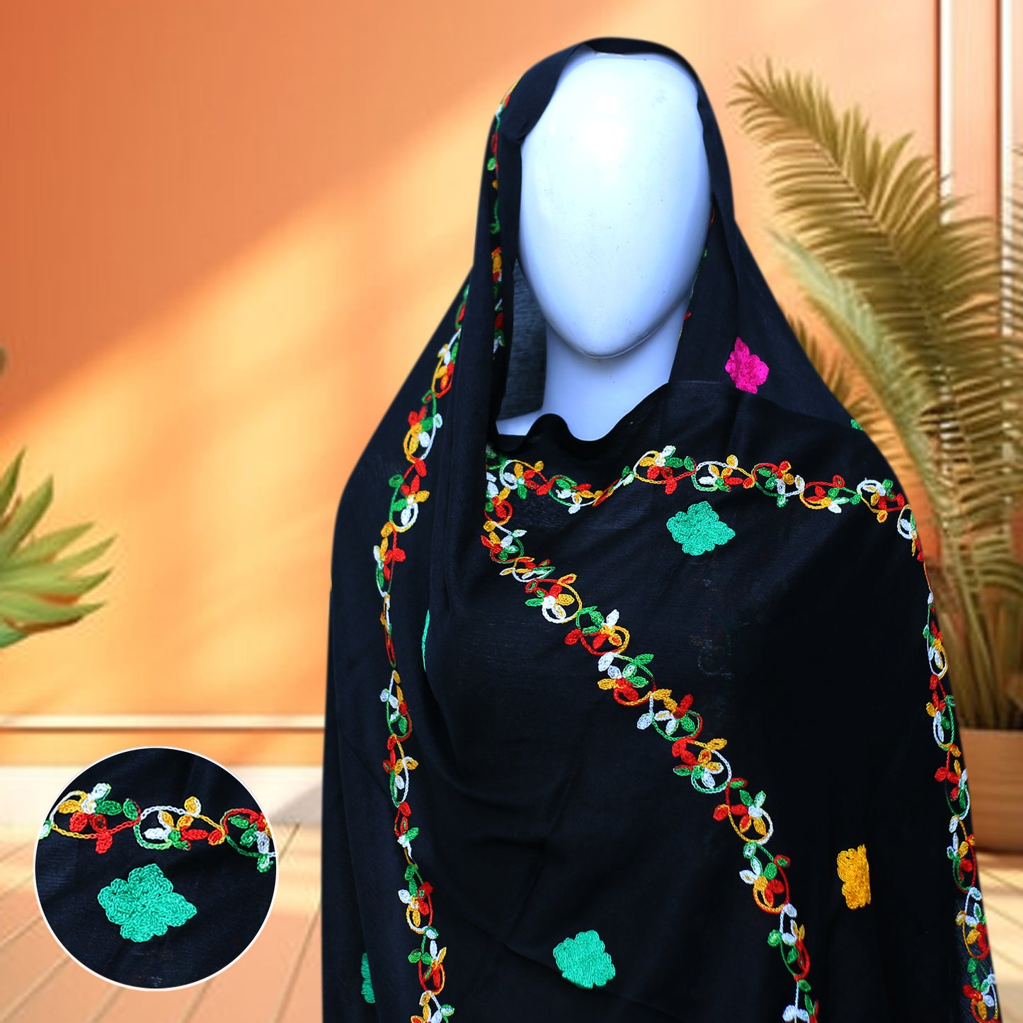 Pure Crinkle Lawn Multi Embroidered Dupatta SLC09