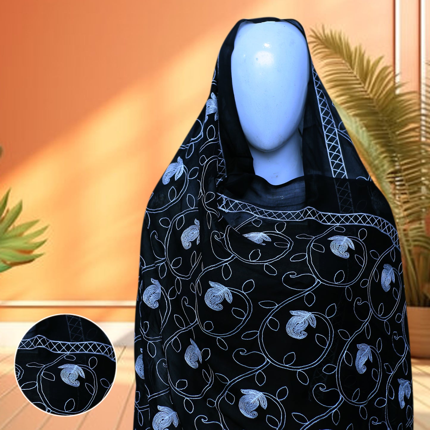 Pure Chiffon Ari work Embroidered Chaddar SLC07