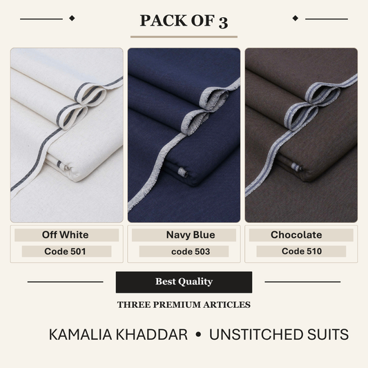 pack of 3 Offwhite-Navy Blue-Chocolate