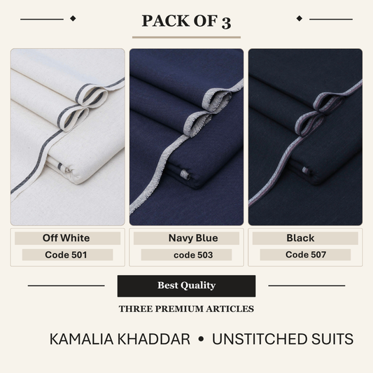 pack of 3 Offwhite-Navy Blue-Black