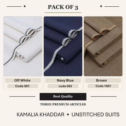 pack of 3 Offwhite-Navy Blue-Brown