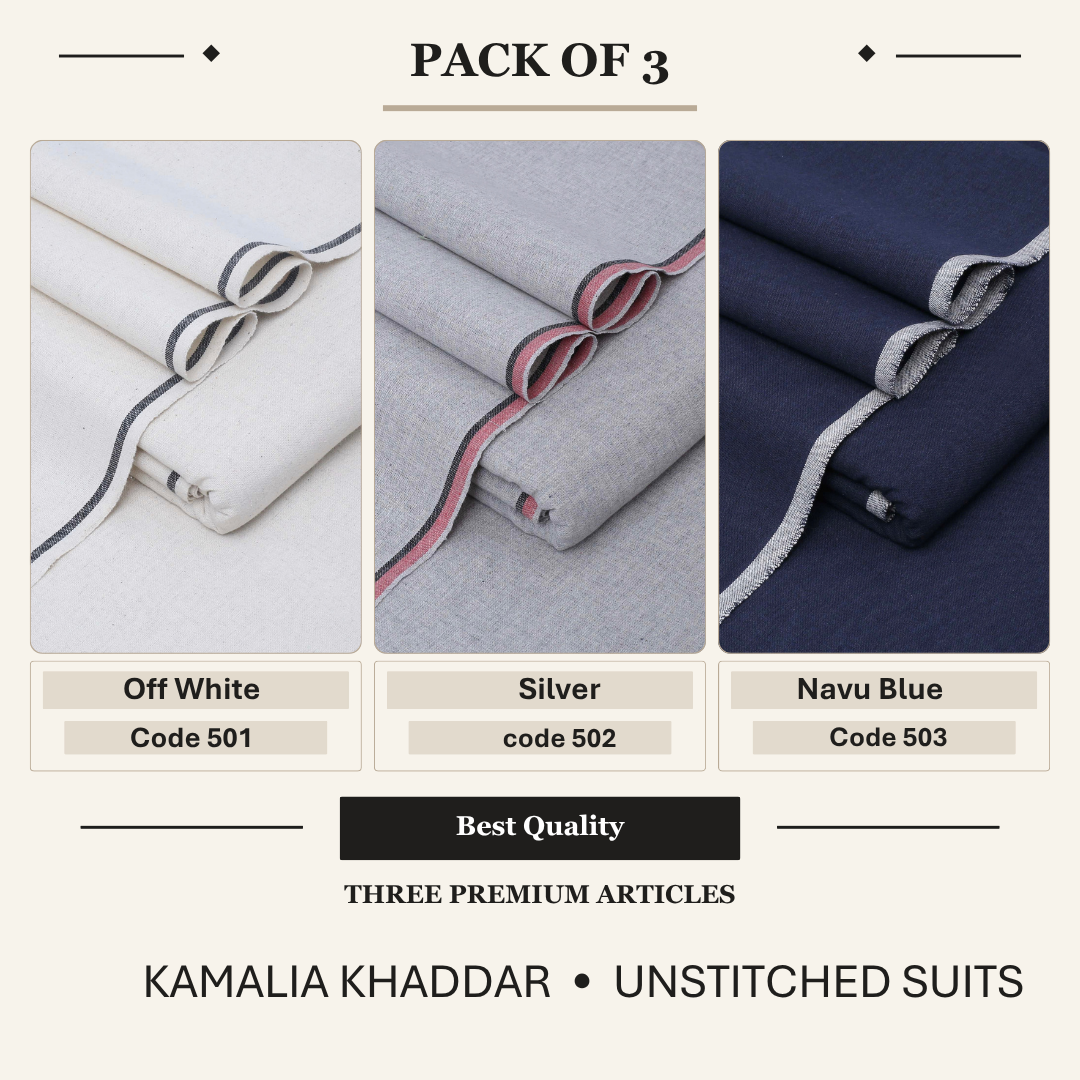 pack of 3 Offwhite-Silver-Navy Blue