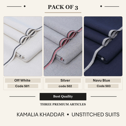 pack of 3 Offwhite-Silver-Navy Blue