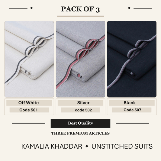 pack of 3 Offwhite-Silver-Black