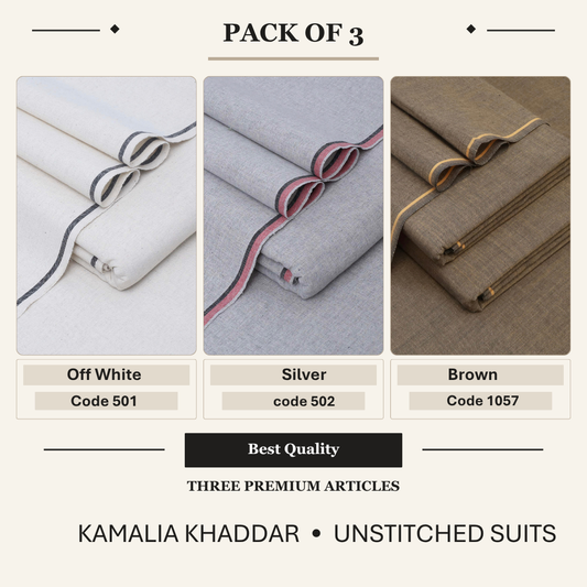pack of 3 Offwhite-Silver-Brown