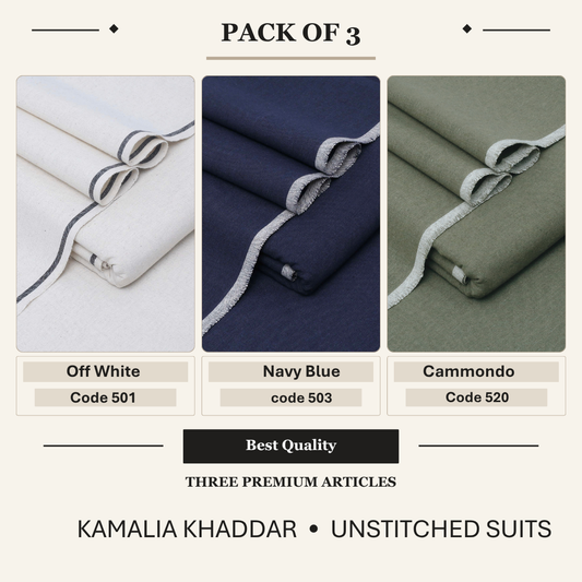pack of 3 Offwhite-Navy Blue-Cammondo