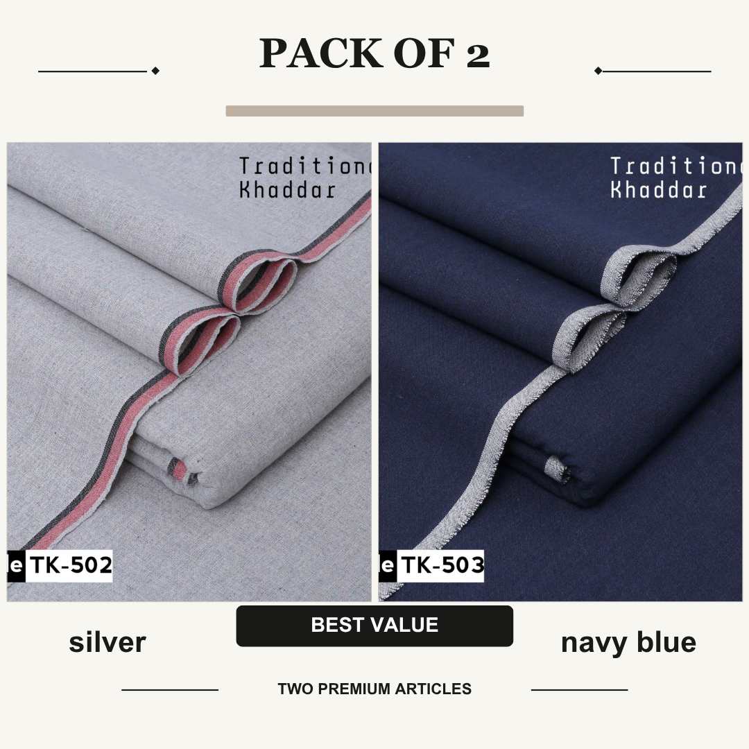 pack of 2 silver & navy blue