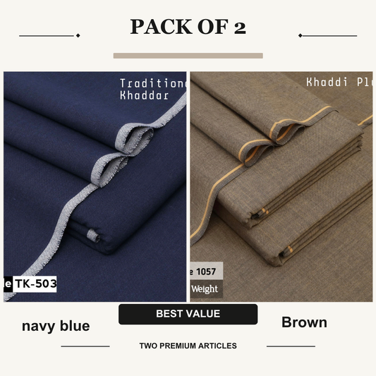 pack of 2 navy blue & brown